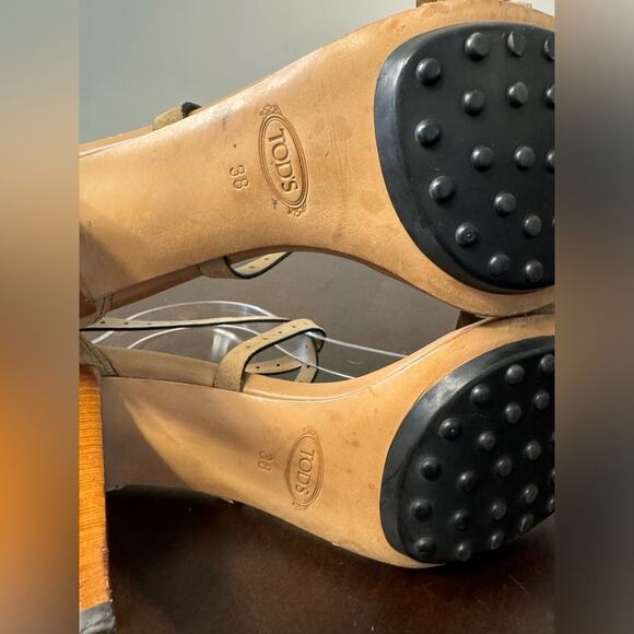 Tod's Suede Buckle Strap Heeled Sandals - Size 38 - Picture 7 of 9